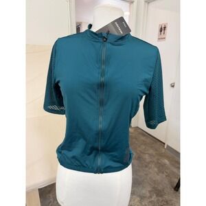 ARSUXEO Women's Cycling Jersey Full Zip Short Sleeve Teal Bike Jersey NWT
